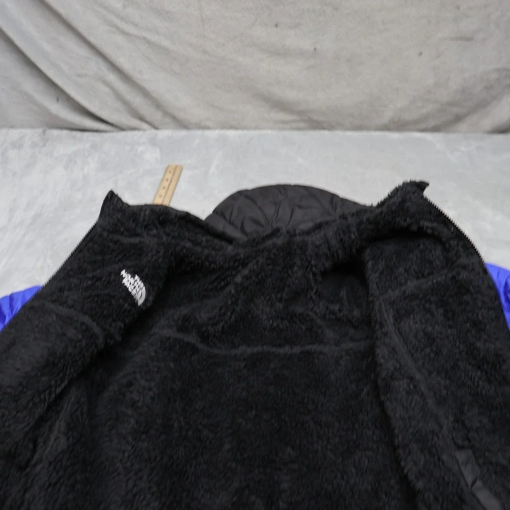 North Face Boys Large 14/16 Blue Reversible Hooded Fleece Lined Insulated Puffer
